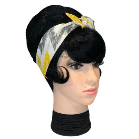 Zig Zag Gray and Yellow Stripe Bandana Tie Headband - Picture 4 of 13